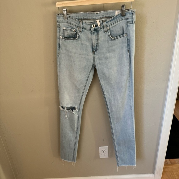 RAG & BONE Dre Glena Jeans Mid-Rise Distressed Light Wash Size 27 - Picture 5 of 16